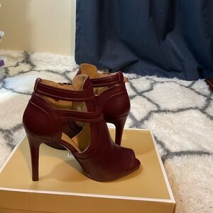 Elegant Maroon Peep-Toe Heels